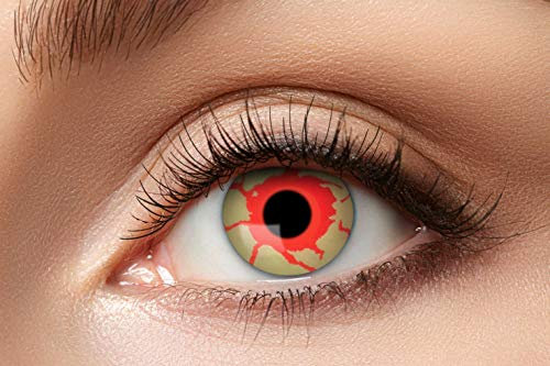Zoelibat Eyecatcher 84080341-765 - Farbige Kontaktlinsen, 1 Paar, für 12 Monate, Rot, Karneval, Fasching, Halloween