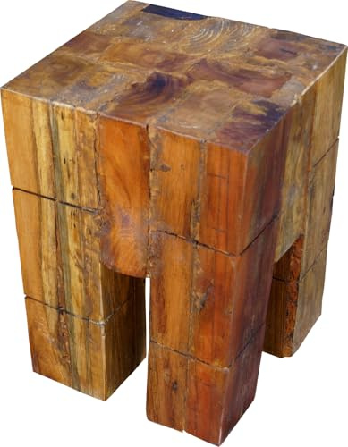 Massiver Hocker aus grobem Holz, robust und stabil, Modell 11, Modell 11 | Hochwertige Verarbeitung, vielseitig einsetzbar, ideal für Wohnzimmer, zeitloses Design, perfekte Ergänzung für jeden Raum.