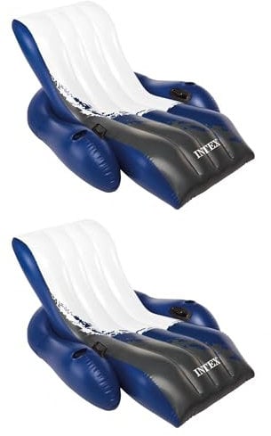 Intex Lot de 2 flotteurs de piscine gonflables et confortables en vinyle de calibre 18 avec porte-gobelets et poignées robustes