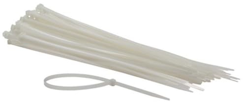 Perel Kabelbinder Nylon weiß, 100 Stück, Kabelbinder 300 x 4,8 mm, UV-beständig, selbstverriegelnd, 36 kg Zugkraft, für schwere Anwendungen drinnen und draußen