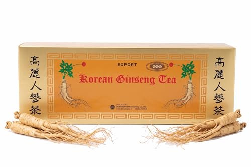 Dai Wang Pharmaceutical Co Ltd - Korean Ginseng Tea. Using High Grade Roots From 6-year-old Ginseng. Each Sachet Contains Extract From 1800mg Panax Ginseng Root, or 80mg/g Saponin. Box of 42 Sachets