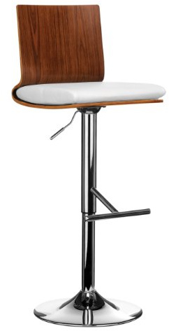 Premier Housewares Bar Chairs Stool Chair Kitchen Stool Kitchen Chairs Bar Chairs Adjustable Bar Chair Walnut White Leather back seat 102x41x46