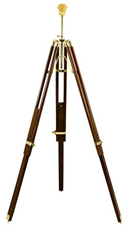 Stehlampe Stativ Lampe,Schirmlampe,Lampenschirm,max. Höhe 146cm Holz/Messing,Dreibein