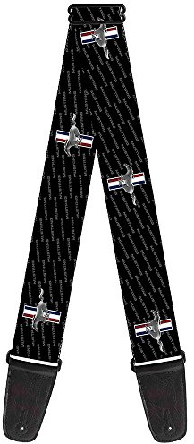 Buckle-Down Guitar Strap Ford Mustang Bars Repeat Text 2 Inches Wide (GS-WFM007)