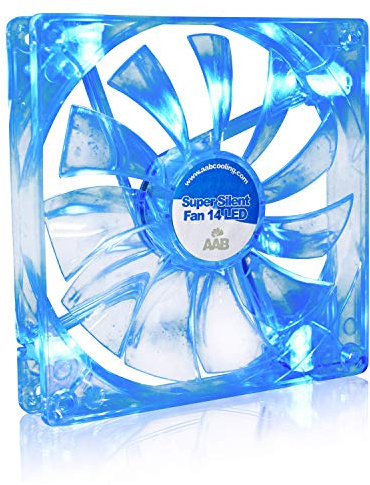 AAB Cooling Super Silent Fan 14 Blue LED - Silent and Efficient 140mm Fan with 4 Anti-vibration Pads | Airflow Fan | Blue LED Fan | PC Fan 140mm | LED 140mm Fan