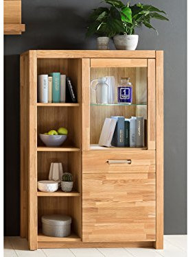 möbelando Highboard Anrichte Vitrinenschrank Kommode Beistellschrank Vitrine Leduc IV