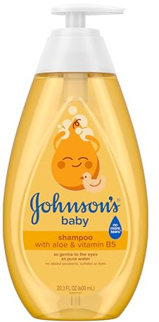 Johnson's Baby Shampoo with Aloe Vera & Vitamin B5, Tear Free, Newborn Essentials, No added Parabens & Sulfates, Hypoallergenic, Baby Essentials, 20.3 fl. oz