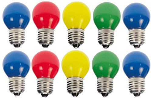 10 x LED Tropfen/Kugel E27 1W bunt blau gemischt Deko Lampe Birne farbig für Deko Lichterketten