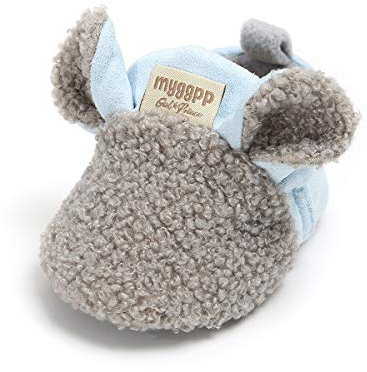LACOFIA Neugeborenes Baby Jungen Mädchen Warme Winterschuhe Kleinkind rutschfest Weiche Sohle Krabbelschuhe Grau 3-6 Monate