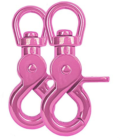 Ganzoo Scherenkarabiner-Haken mit Drehgelenk und Drehkopf aus legiertem Stahl, Wirbel-Schnappkarabiner Triggerhead für Hundeleine & Paracord 550, Pink, 60 mm, Öse 10 mm, 2 Stück