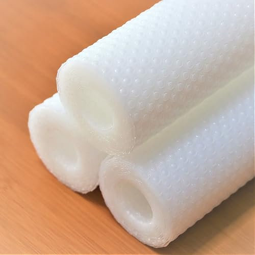 Hersvin 30cmx150cmx3 Rollos Plastico Protector para Cocina Cajones, Alfombras Non Adhesivo para Nevera Mueble Fregadero Estante Organizador Cubiertos Cubre Encimera(Transparente Punto)