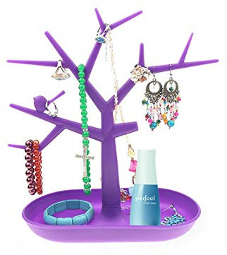 Epinki Kunststoff Schmuckständer Baum Kettenständer Baum Ringhalter für für Ringe, Ohrringe, Armbänder, Uhren und Zubehör - Lila