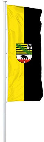 Vispronet® Bundesländerfahne 120x300 cm ✓ in Deutschland produziert ✓ versch. Materialien ✓ Hochformat (Multiflag®, Sachsen-Anhalt mit Wappen)