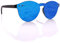 glozzi Sonnenbrille Damen Holz Verspiegelt Polarisiert und Entspiegelt UV400 Blau Rund mit Holzbügeln aus Ebenholz und Brillenetui aus Kork