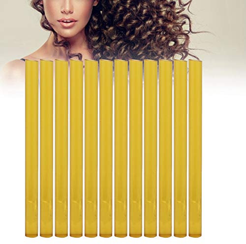Hot Melt Glue Stick, Set of 12 Professional Hair Extensions Keratin Gun Bond Stick Glue Hair Extension Wig Hot Melt Glue Stick Stickers Hair Styling Tool(Giallo)