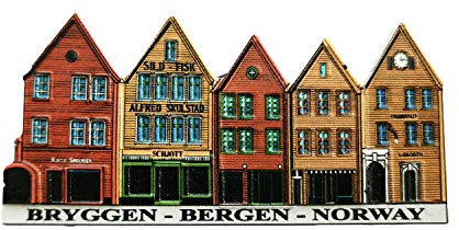 Bergen Norwegen 3D Bryggen Souvenir Kühlschrankmagnet, Geschenk, handgefertigt, Heim- und Küchendekoration, Bergen Kühlschrankmagnet-Kollektion