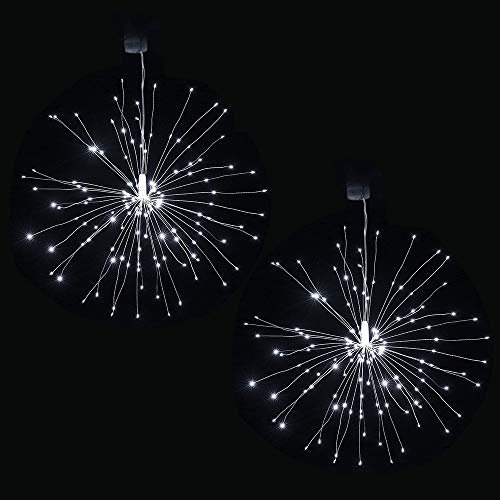 Lixada Feuerwerk LED Licht, 150 LEDs Weihnachten Lichterketten mit Fernbedienung dekorative hängende Starburst Lampe für Indoor Outdoor Home Parties Hochzeit Hofgarten (Weiß)