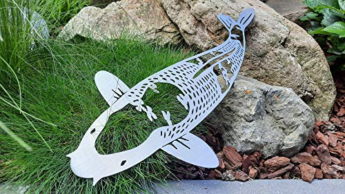 funkysteelart Deko Koi Goshiki 70 cm aus Edelstahl geschliffen - gelasert