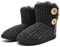 KuaiLu Hohe Hausschuhe Boots Damen Winter Fell Gefütterte Hausstiefel Frauen Warme Flauschige Plüsch Hüttenschuhe Kuschel Geschlossen Hausschuhe Stiefel Warm Slippers Women Puschen Schwarz 42-43 EU