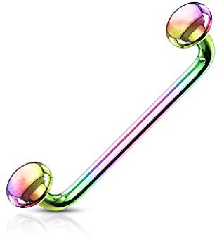 Paula & Fritz® Oberflächen-Piercing Surfacepiercing Barbell 90 Grad Schlangenaugen Chirurgenstahl 16mm Stab-länge 1,2 mm Stab-Dicke Bunt Bar