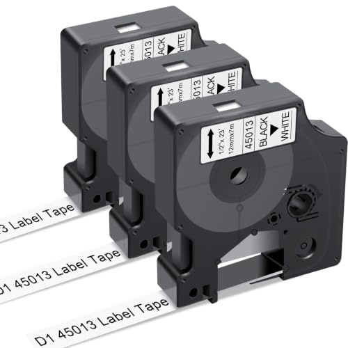 45013 Etikettenband Kompatibel mit Dymo D1 12mm für Dymo LabelManager 160 | Kompatibel mit Dymo D1 A45013 S0720530 für Dymo LabelManager 160 210D 280 360D 420P, 3-Pack Schwarz auf Weiß