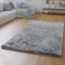 TT Home Wohnzimmer Teppich Hochflor Langflor Schlafzimmer Modern Plüschig Unifarben, Farbe: Grau 2, Größe:140x200 cm