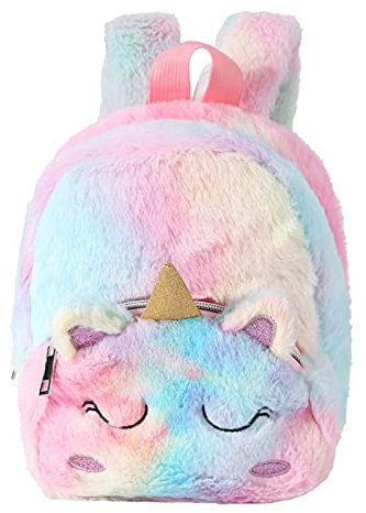 Hifot Einhorn Mini Plüsch Rucksack für Kinder, Kindergarten Büchertasche Netter Weicher Schule Taschen Doppel Schultertasche Einhörner Geschenke für Mädchen(8 in 2-7Jährige