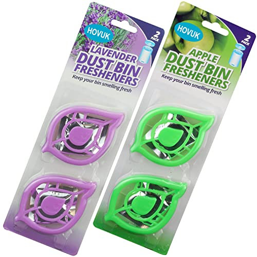 Lot de 4 désodorisants pour poubelles, auto-adhésifs, seau à couches, parfumé, parfum frais de lavande d'intérieur (2 x lavande et 2 x pomme)