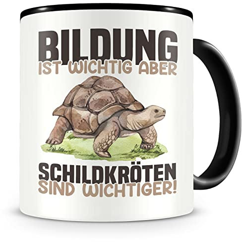 Samunshi® Schildkröten Tasse mit Spruch Bildung Wichtig Schildkröten Wichtiger Geschenk für Landschildkröten Fans Kaffeetasse Lustige Tassen zum