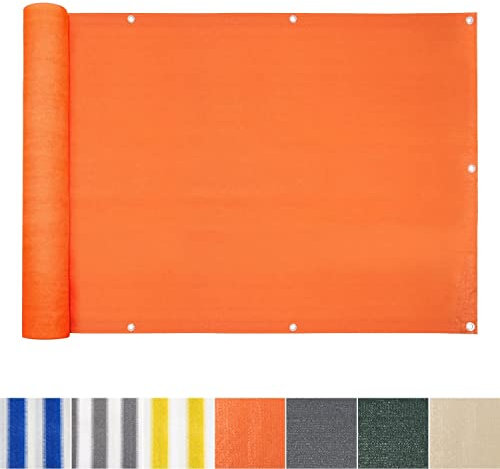 casa pura Brise-vue pour balcon - Protection UV - 90 x 500 cm - Tissu spécial en polyéthylène haute densité résistant aux intempéries et facile d'entretien - Orange
