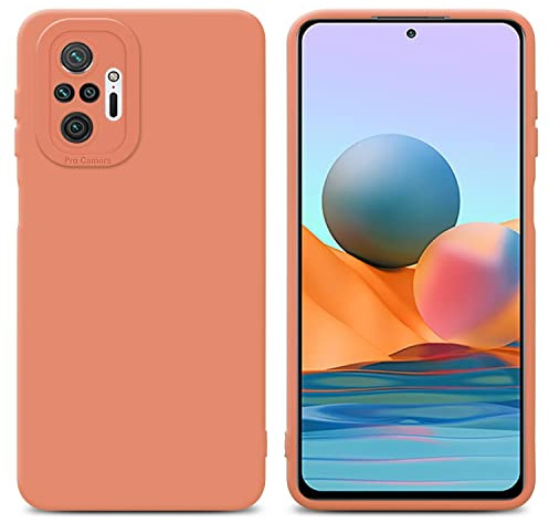 Cadorabo Hülle kompatibel mit Xiaomi RedMi Note 10 PRO Schutzhülle TPU Silikon Case Liquid Design mit Kameraschutz Slim Kratzfest Gummi Case Hülle für Xiaomi RedMi Note 10 PRO in Orange