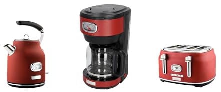 WESTINGHOUSE WES25 Retro Frühstück-Set Rot Frühstücksset, Metall