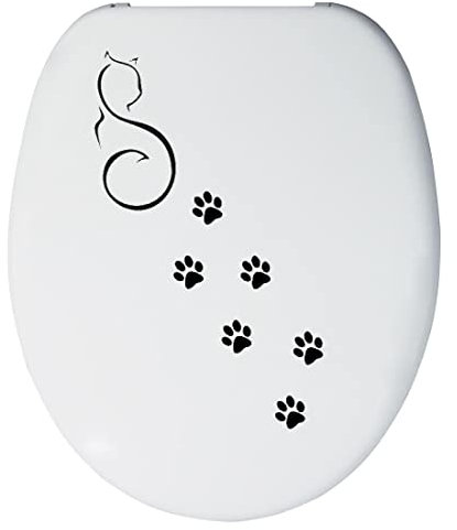 Stickers WC humour pour cuvette, abattant toilettes, frigo. Chat et pattes de chat. 14 coloris disponibles.