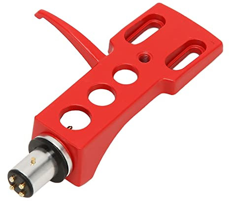 Porte Cellule Haut de Gamme à Cartouche Phono Utile avec Câble de Connexion pour Lecteur Phonographe à Platine Vinyle, Universal Headshell en Aluminium Rouge