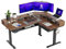 FEZIBO 160cm Schreibtisch Höhenverstellbar Elektrisch mit LED Strip, L Form Gaming Stehpult mit Monitorständer und 2 Schublade, DREI Motoren Groß eckschreibtisch, Schwarz Walnuss Tischplatte