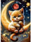 QENSPE 5D Diamond Painting Kätzchen Diamant Painting Bilder Mond und Sterne Diamond Art Erwachsene Full DIY Diamant Kunst Malerei Stickerei Set Kreuzstich Bilder Home Wand Dekor 30x40cm