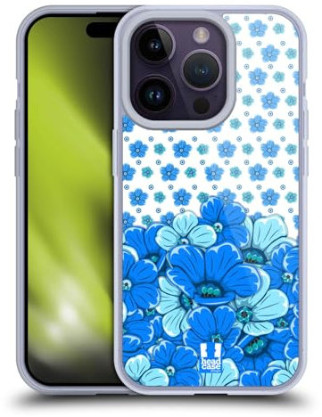 Head Case Designs Safiro Azul Floral Caso de Gel Suave Compatible con Apple iPhone 14 Pro
