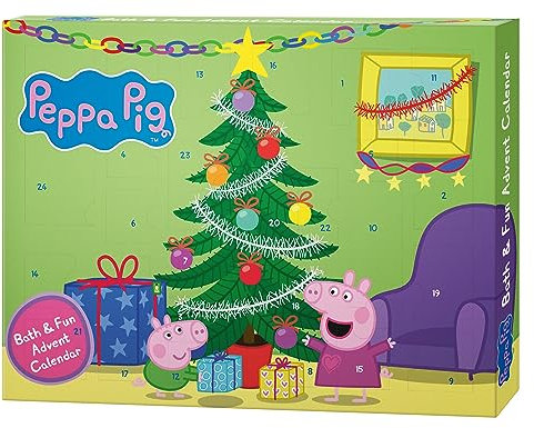 Peppa Pig Adventskalender 2024 für Kinder mit Badeartikeln & Accessoires Cool Christmas I Peppa Wutz Kalender mit Duschgel, Bodylotion & Überraschungen für Kinder