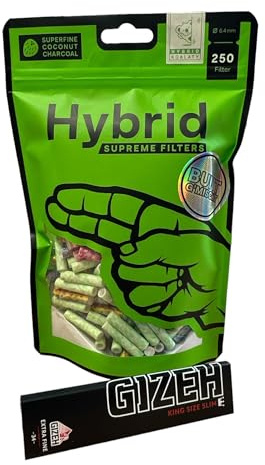 Hybrid Supreme Filters - 250er Nachfüllbeutel BUNT - Durchmesser 6,4mm + 1 Heftchen Gizeh Black King Size