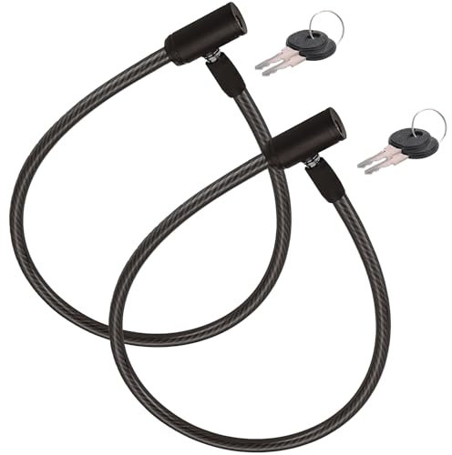Fahrradschloss 2 Stuck verstarkt Kabel 60 cm Hochleistungsstahl mit Key Lock System Erweiterte Sicherheit Langlebig und einfach zu bedienen Effektiver Diebstahlschutz (Schwarz)