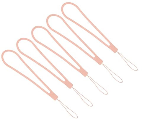 PATIKIL Bracelet en Silicone de 18,5 cm, Lot de 5 Cordons Courts pour Téléphone Portable, Clé USB, Appareil Photo, de Couleur Rose, Style 2