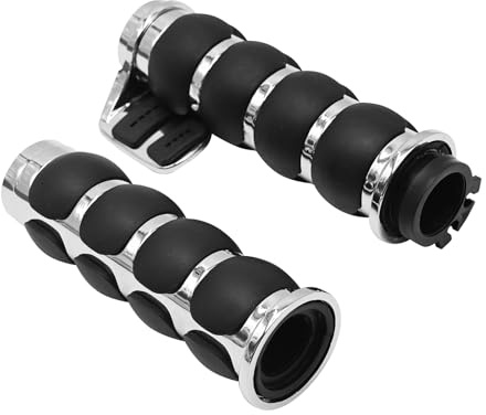 EATAKWARD 1 Inch Motorcycle Handlebar Grips 25MM Universal Non-Slip Handlebar Throttle Grips w or Throttle Assist Black Chrome Replacement for Harley Davidson Replacement for Suzuki Kawasiki