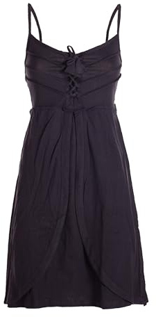 Vishes Damen Sommerkleid in Schwarz mit Spaghettiträgern I Größe L (38) I 100% Baumwolle I Stylisches Sommerkleid für Freizeit & Alltag I Nachhaltige Alternative Bekleidung