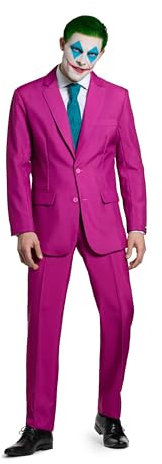 Suitmeister Herren Joker Kostüm - Rubinrotes Halloween Outfit - Batman Schurken Kostüm - inklusive Blazer, Hose und Krawatte - Rot