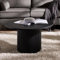 Julian Bowen Louis Black Fluted Round Coffee Table, Ash Wood, 80 x 80cm