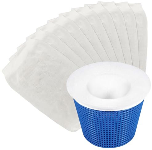 AYWFEY 10 calcetines de filtro de piscina para cesta de piscina, calcetines de skimmer de piscina, calcetines de malla ultrafina para limpiar los calcetines de filtro, limpia los desechos y las hojas,