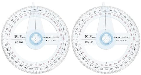 Goniometro da 360 Gradi, 2 Pezzi Trasparente Goniometro da 360 Gradi Strumento di misurazione del cercatore dell'angolo di Oscillazione Circolare Forniture per Ufficio Scolastiche, 10 cm
