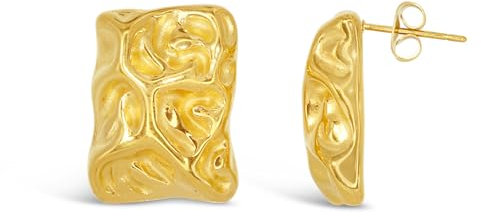 ARS-ARGENTI Ohrringe Rectangle 750 vergoldet 18K Schmuck Geschenk Damen Mädchen Design handgehämmert 22 mm statement extravagant hochwertig edel hypoallergen