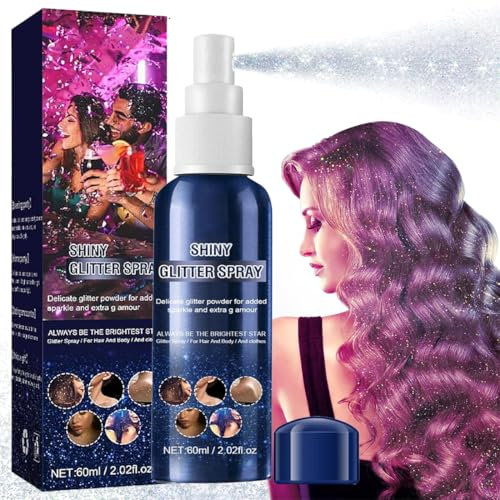 Spray Paillette, Paillettes Spray pour Corps Cheveux Vetement, Laque Pailletée Cheveux Poudre Paillette Corps Pour Visage, Cosmétique, Fête, Carnaval