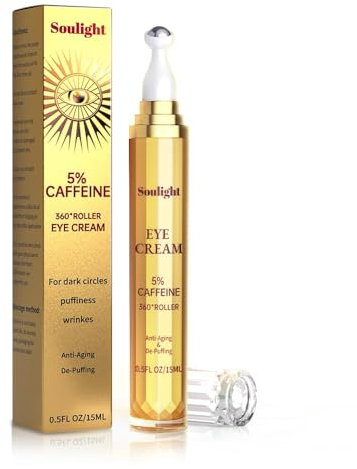Soulight Anti-Aging-Serum für die Augen mit 5 % Koffein, reduziert Augenringe, Schwellungen, feine Linien und feuchtigkeitsspendende Falten für die Augen mit Hyaluronsäure und Niacinamid, mit